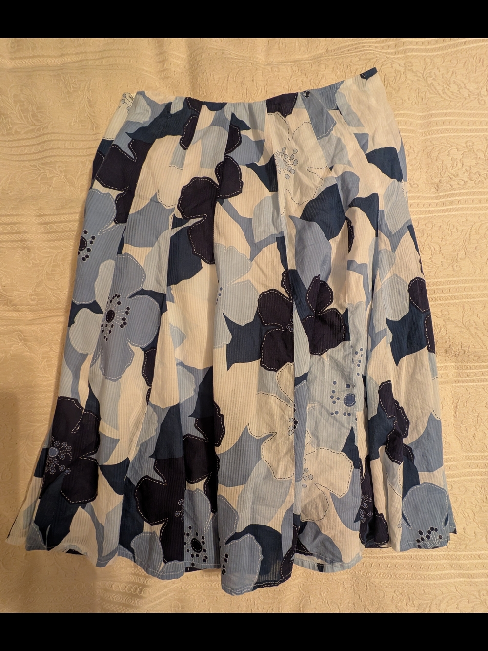 Talbots Blue Floral Circle Skirt - Light Blue & Navy